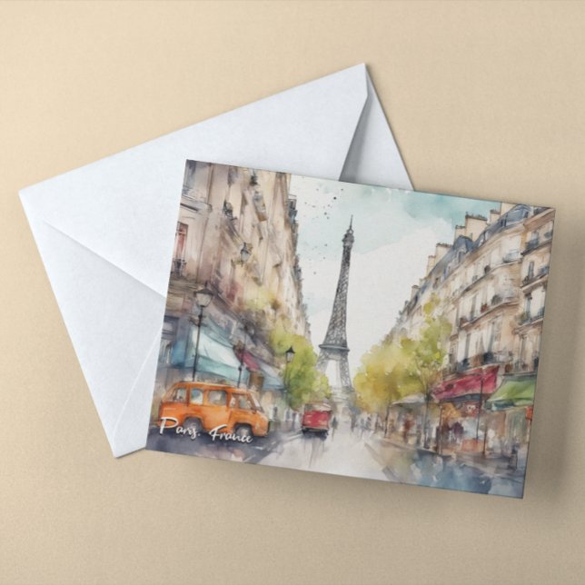 Carte Postale Aquarelle de Paris France (paris france eiffel tower postcard)