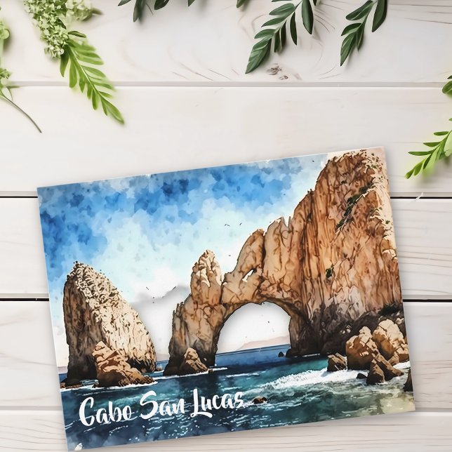 Carte Postale Aquarelle de plage de Cabo San Lucas (Créateur téléchargé)