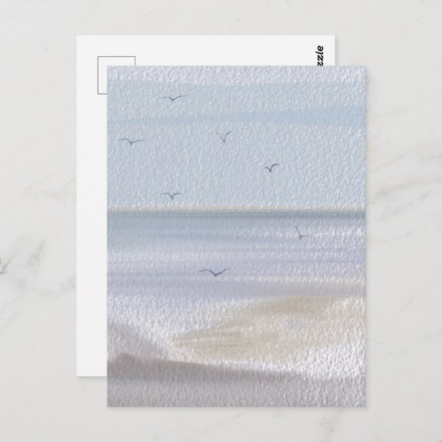 Carte Postale Aquarelle de plage de rivage côtier (Devant / Derrière)