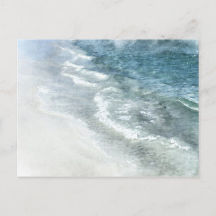 Carte Postale Aquarelle de plage - Turquoise côtier Vagues bleu 