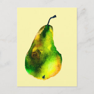 Carte Postale Aquarelle de poire verte fruit