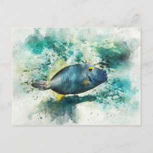 Carte Postale Aquarelle de poisson tropicale hawaïenne - poisson
