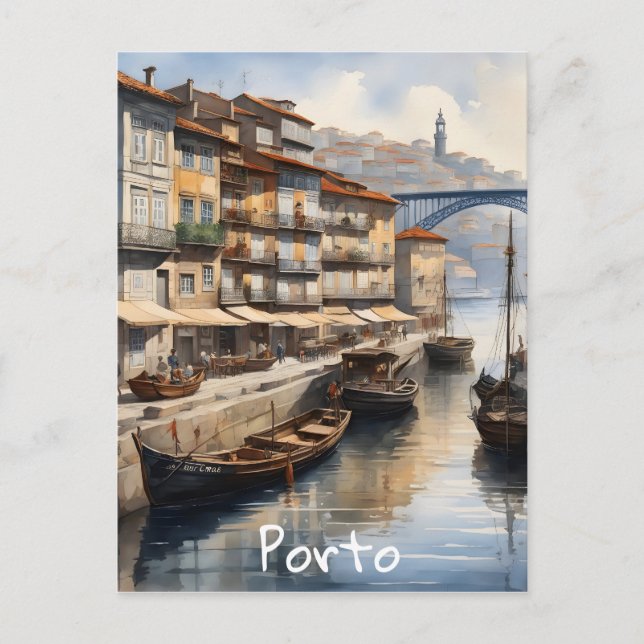Carte Postale Aquarelle de Porto (Devant)