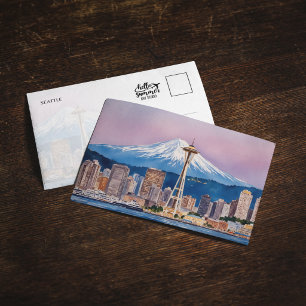 Carte postale aquarelle de Seattle, Washington
