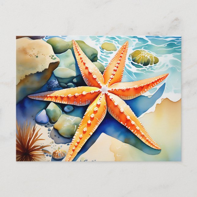 Carte Postale Aquarelle de sérénité Starfish (Devant)
