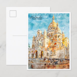 Carte Postale Aquarelle de voyage de Montmartre France