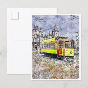 Carte Postale Aquarelle de voyage de Porto Portugal