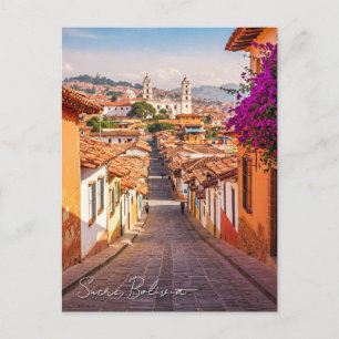 Carte Postale Aquarelle de voyage Sucre Bolivie