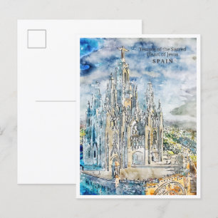Carte Postale Aquarelle de voyage vintage Espagne