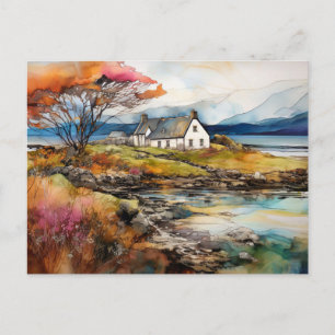 Carte postale aquarelle des Highlands écossais en
