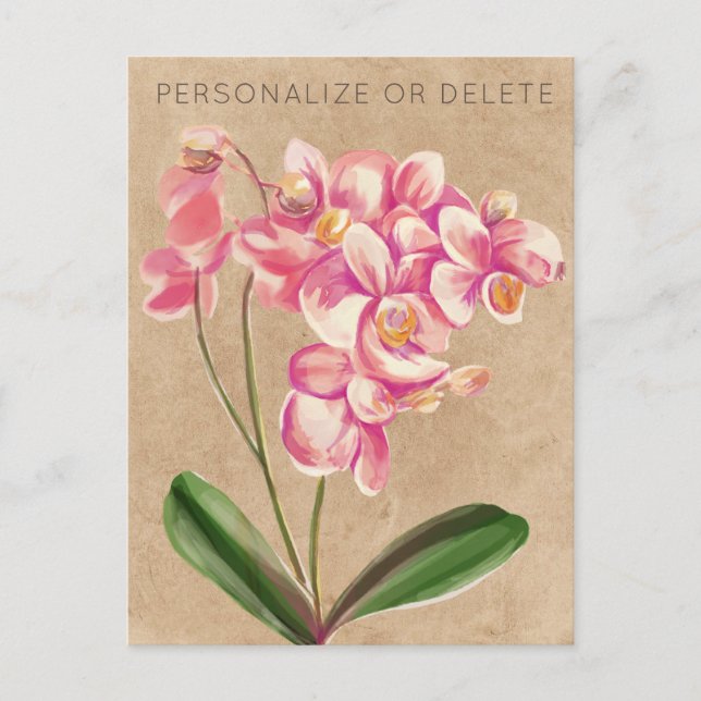 Carte Postale Aquarelle d'orchidée de couleur florale personnali (Devant)