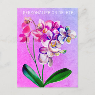 Carte Postale Aquarelle d'orchidée rose violet Floral Personnali
