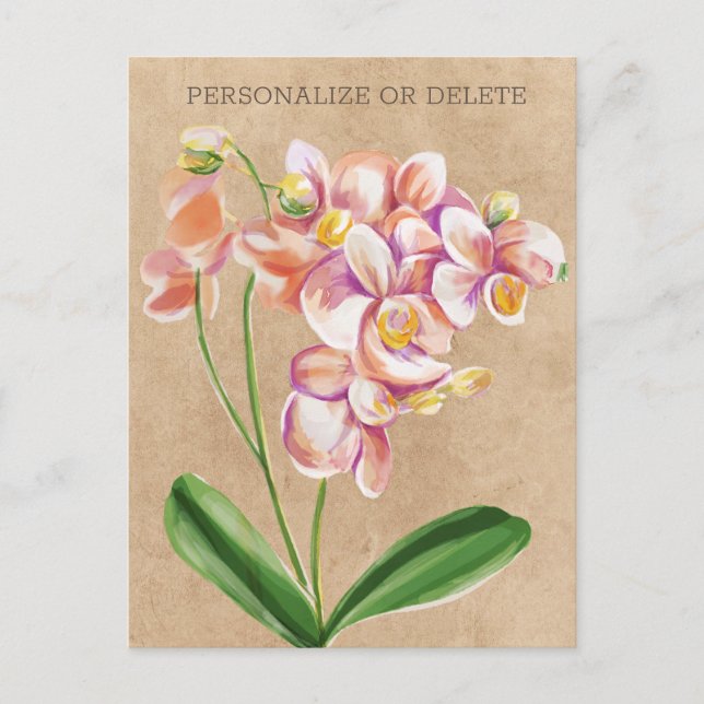Carte Postale Aquarelle d'orchidée rousse Chic Floral Personnali (Devant)