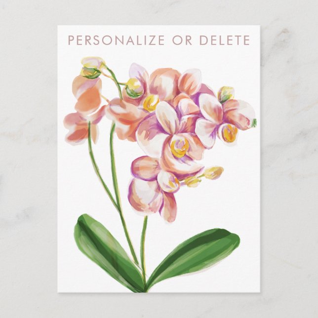 Carte Postale Aquarelle d'orchidée rousse Chic Floral Personnali (Devant)