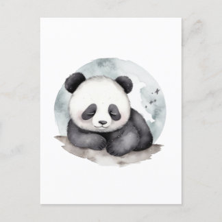 Carte Postale Aquarelle dormante adorable Bébé Panda Ours