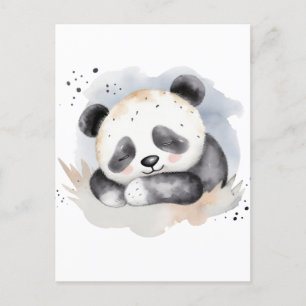 Carte Postale Aquarelle dormante Bébé Panda Ours