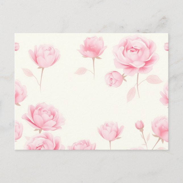 Carte Postale Aquarelle douce Roses et pivoines (Devant)