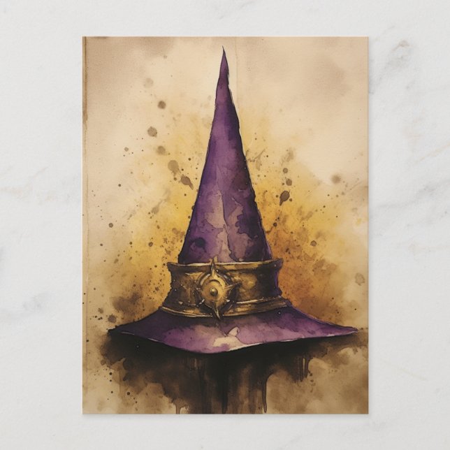 Carte Postale Aquarelle du Casquette de sorcière pourpre (Devant)