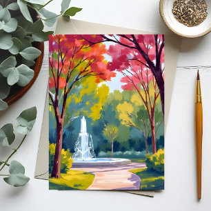 Carte Postale Aquarelle du feuillage d'automne du parc d'automne