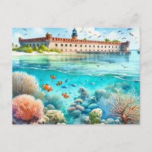 Carte Postale Aquarelle du Fort du parc national des Tortugas