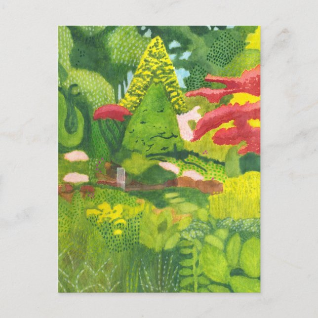 Carte Postale Aquarelle du jardin botanique Fletcher Moss (Devant)