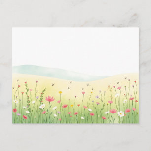 Carte Postale Aquarelle du jardin de printemps avec vert menthe