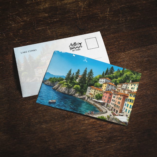 Carte postale Aquarelle du lac de Côme Italie (Créateur téléchargé)