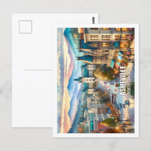 Carte Postale Aquarelle du lieu célèbre d'Asheville Caroline du 