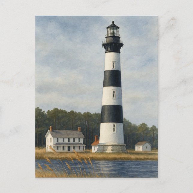 Carte Postale Aquarelle du phare de Bodie Island (Devant)