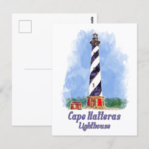 Carte Postale Aquarelle du phare de Cape Hatteras Caroline du No