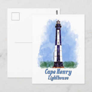 Carte Postale Aquarelle du phare de Cape Henry - Virginie