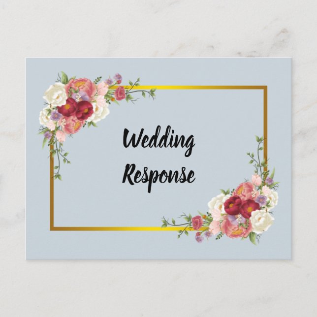 Carte Postale Aquarelle Dusty Gris Or Blush Peach Mariage (Devant)
