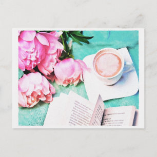Carte Postale Aquarelle en latte douce rose de la pivoine de fle