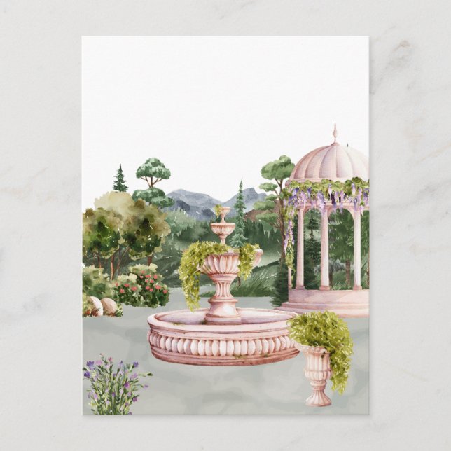 Carte Postale Aquarelle esthétique jardin vert élégant (Devant)