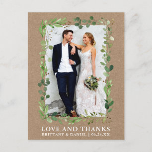 Carte Postale Aquarelle Eucalyptus Mariage Amour Merci Kraft