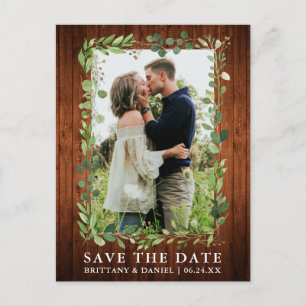 Carte Postale Aquarelle Eucalyptus Vert Bois Enregistrer La Date