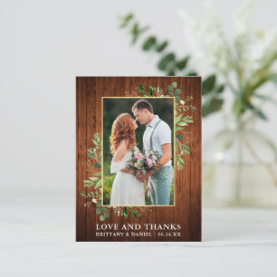 Carte Postale Aquarelle Eucalyptus Wood Mariage amour Merci
