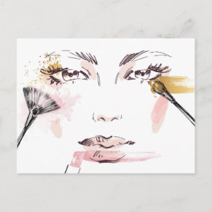 Carte Postale Aquarelle face maquillage