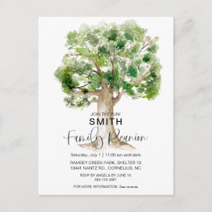 Carte Postale Aquarelle Famille Arbre Réunion Famille Invitation