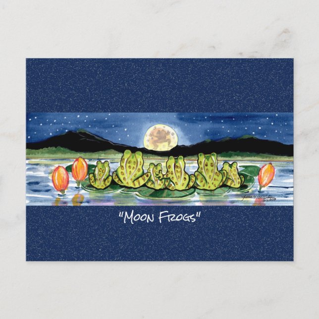 Carte postale aquarelle fantaisiste Lune de l'étan (Devant)