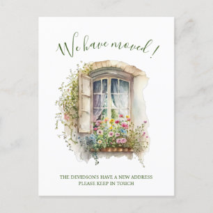 Carte Postale Aquarelle Fenêtres avec Fleurs Nouveau Accueil Dém