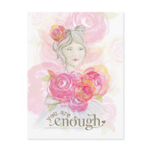 Aquarelle fille avec des fleurs _ Vous êtes assez