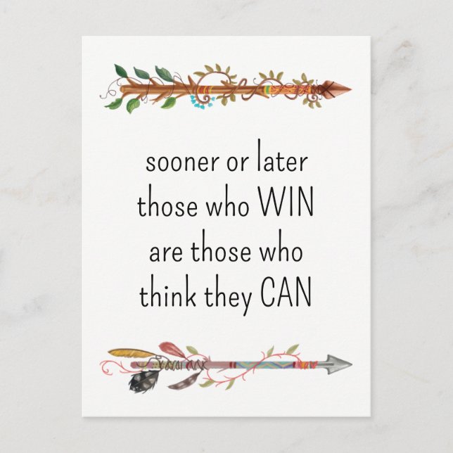 Carte Postale Aquarelle Flèche et plumes de saumons (Devant)