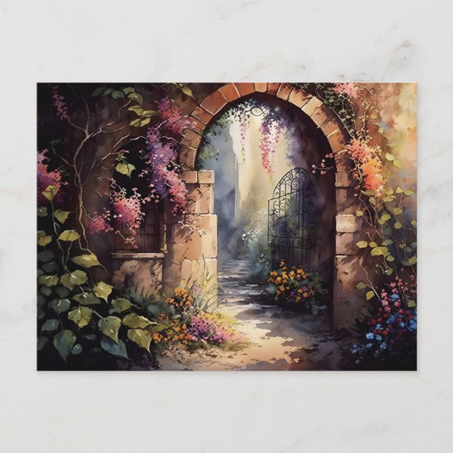 Carte Postale Aquarelle Fleur sauvage Arc Jardin Entrée (Devant)