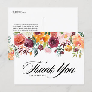 Carte Postale Aquarelle Fleurs d'automne Mariage de automne Merc