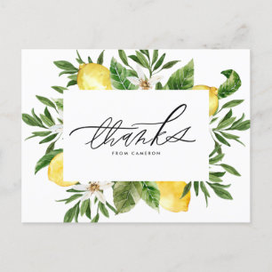 Carte Postale Aquarelle Fleurs de citron Merci de cadre