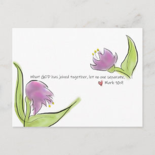 Carte Postale Aquarelle Fleurs et Verse biblique pour l'amour