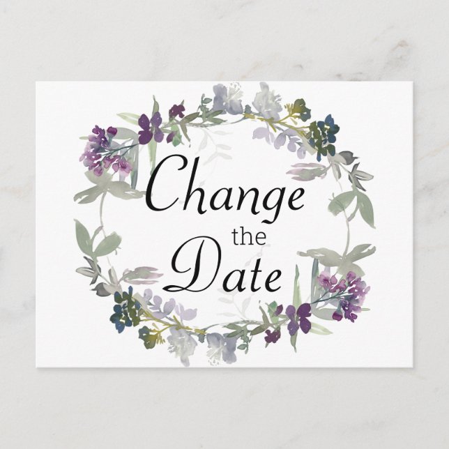 Carte Postale Aquarelle Fleurs sauvages Lavande Modifier la date (Devant)