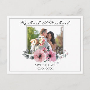 Carte Postale Aquarelle Floral Photo personnalisée Enregistrer l