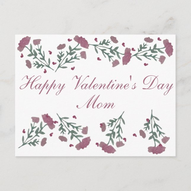 Carte Postale Aquarelle Floral Valentines Jour Coeur Fleur Maman (Devant)